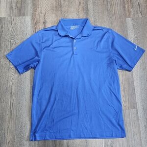 Nike Golf Tour Performance Dri-Fit Blue Polo Shirt Mens large Short Sleeve